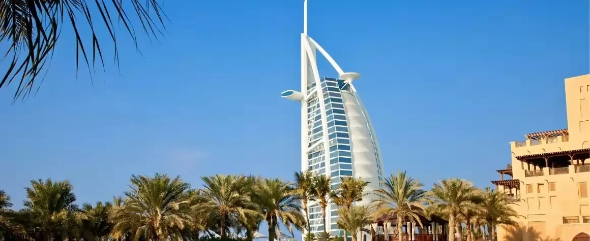View of Burj Al Arab during private Dubai city tour experience