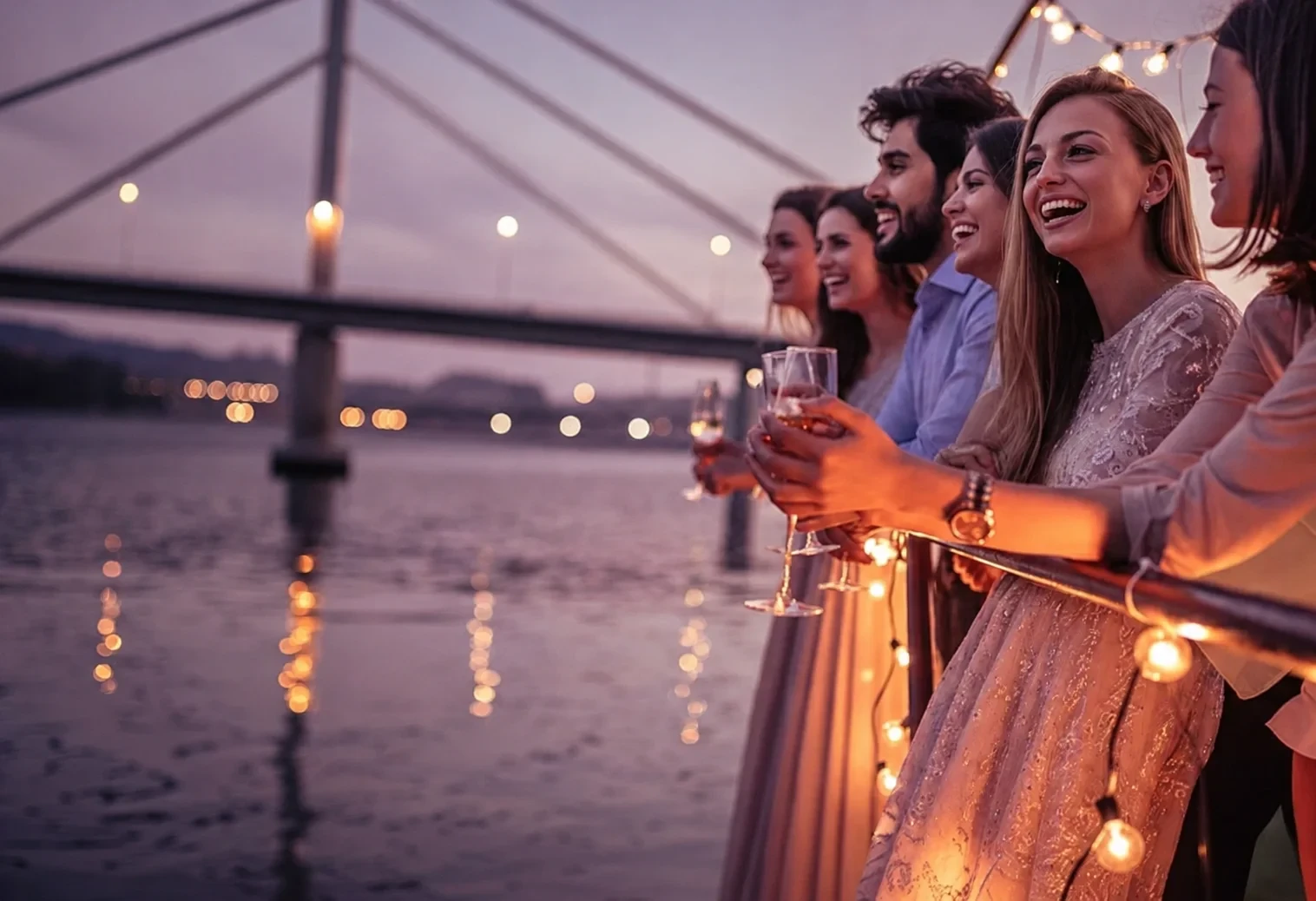 Guests enjoying an evening cruise on Dubai Creek