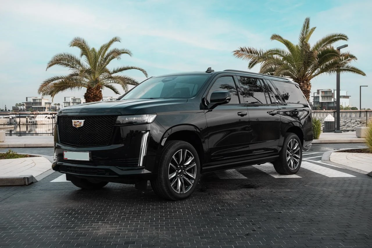 rent-cadillac-escalade-dubai-black-suv-side-profile
