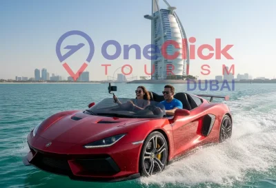 Best Jet Car experience in Dubai with the Burj Al Arab in the background for a luxury water adventure.